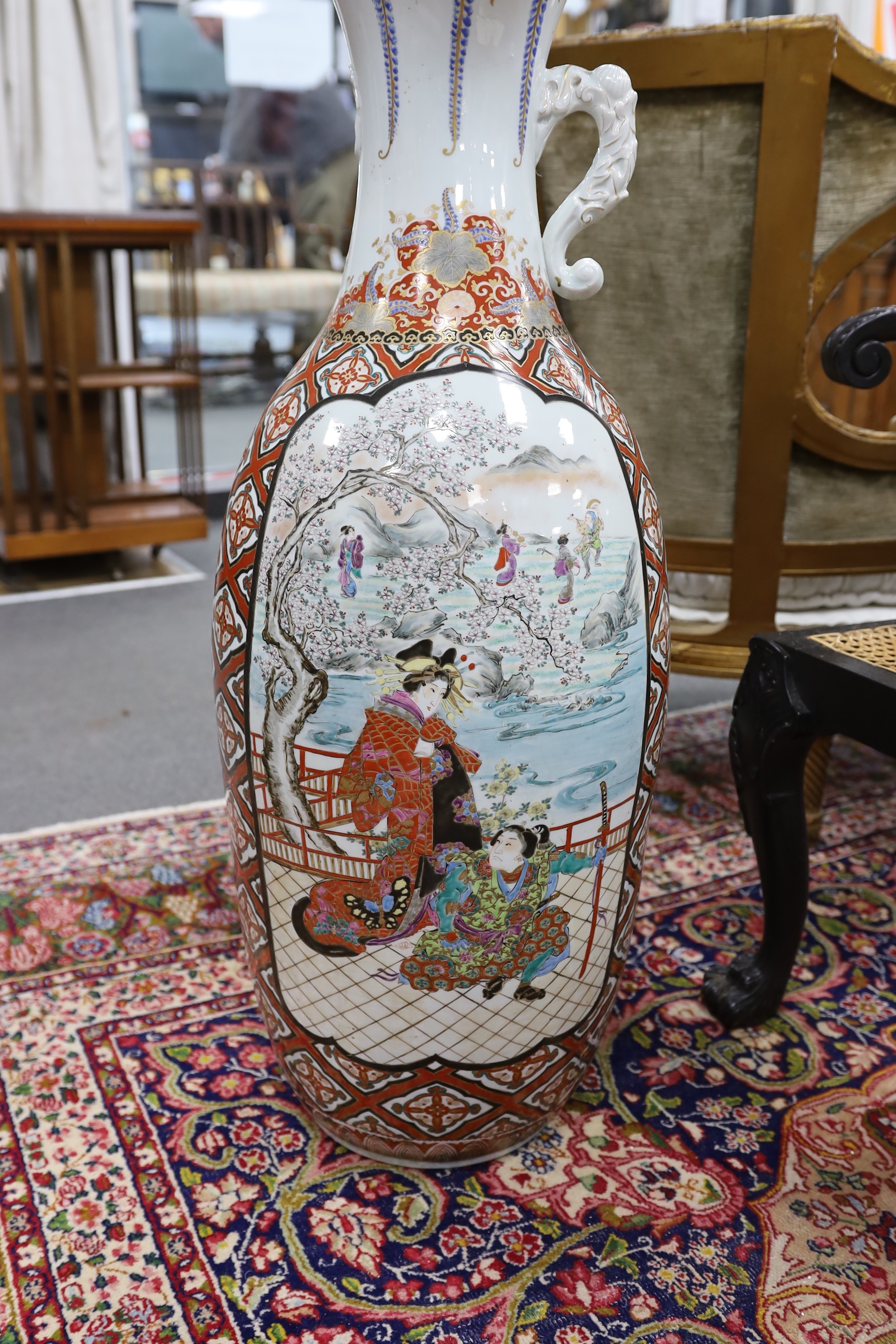 A large Japanese porcelain floor vase, 106cm